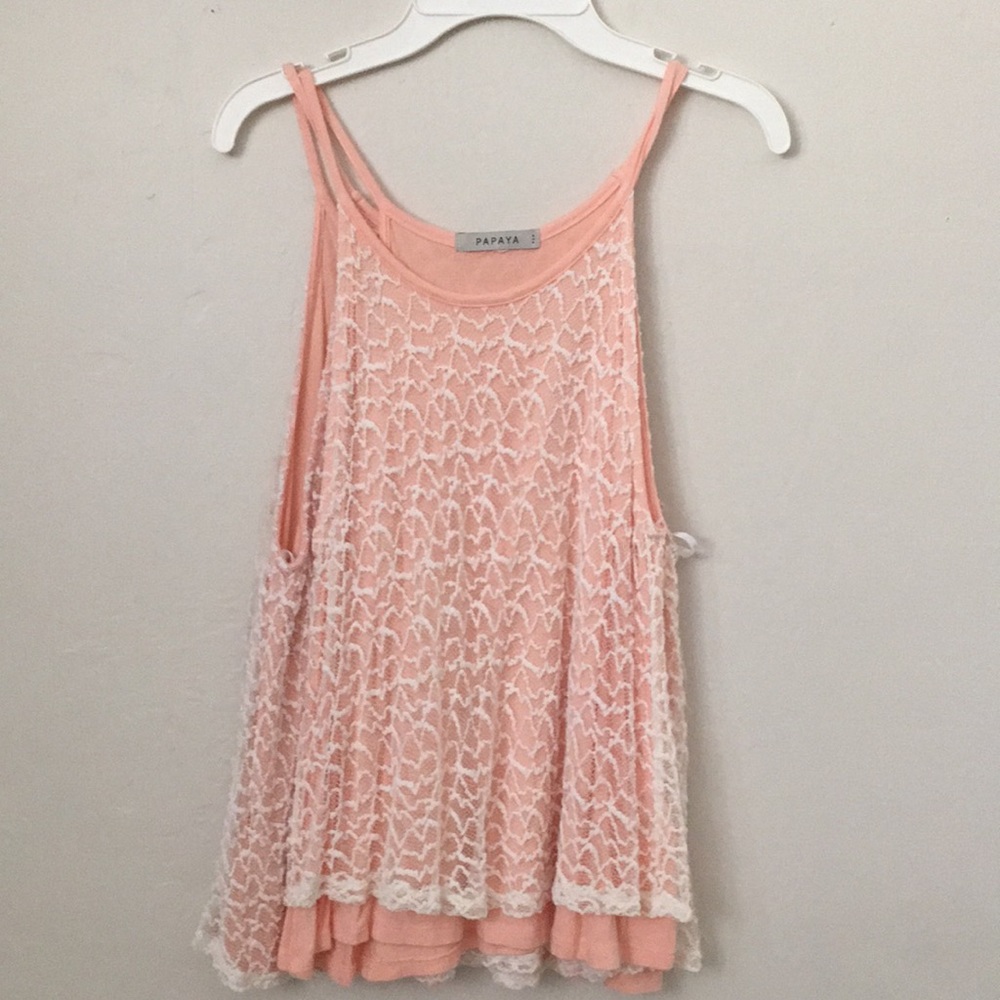 A papaya tank top/ blouse with lace